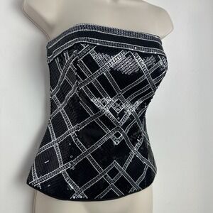 White House Black Market Womens Sequin Whimsigoth Corset Top Size 2 Witchy